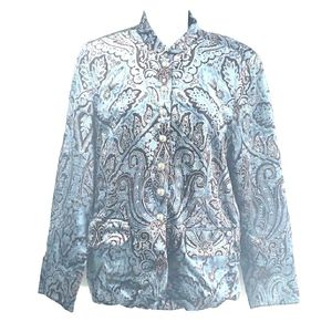 Coldwater Creek Wine & Blue Banded Paisley Collar